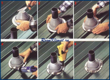 КОМБИ № 11 (585-1050) черная с хомутом Манжета кровельная из термостойкой EPDMп резины)